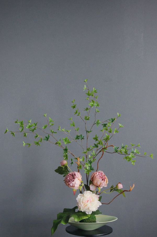 ピンク芍薬×牡丹 和風スタイル 造花 アートフラワー Akanbi