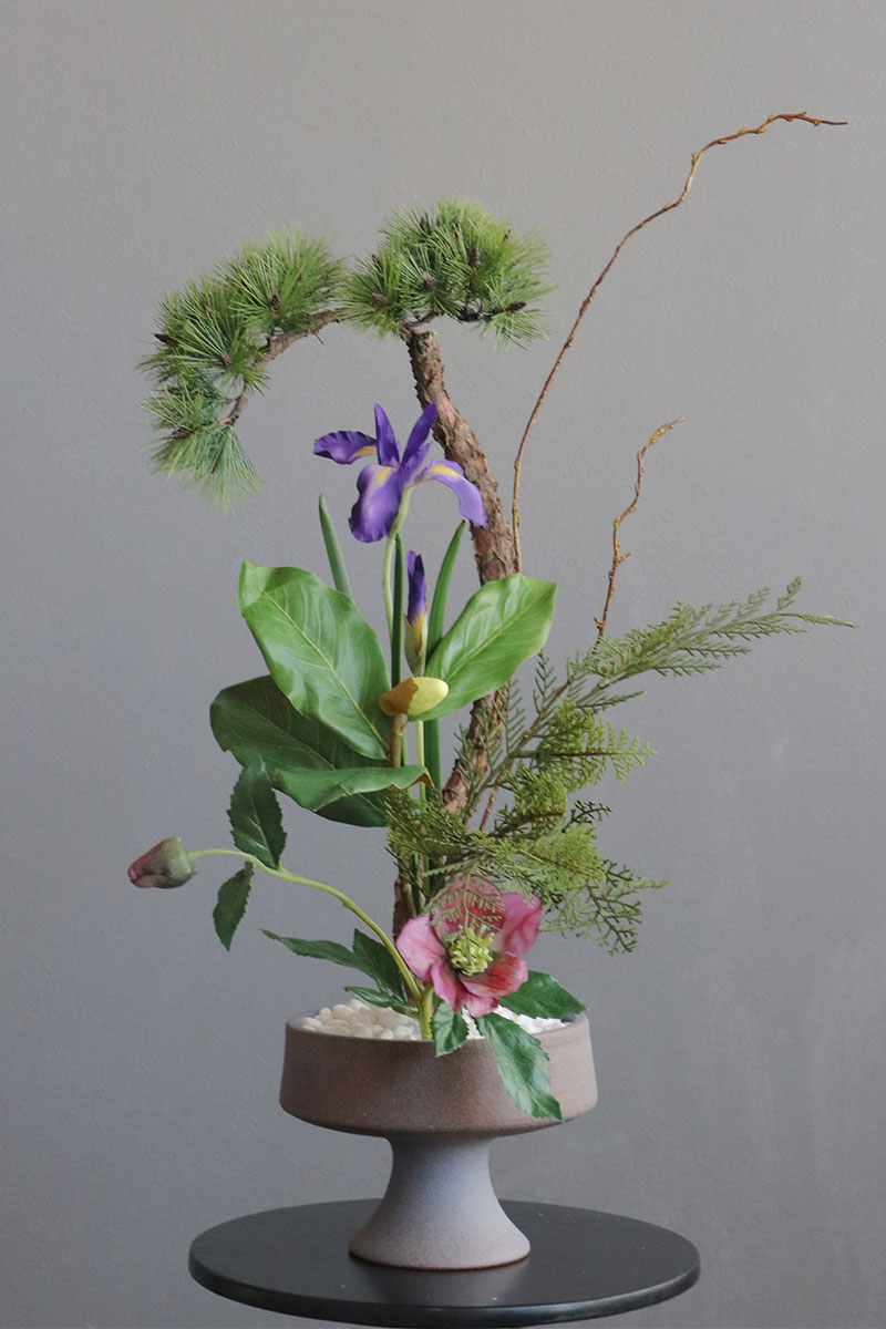 松枝×アイリス 和風スタイル 造花 アートフラワー Akanbi