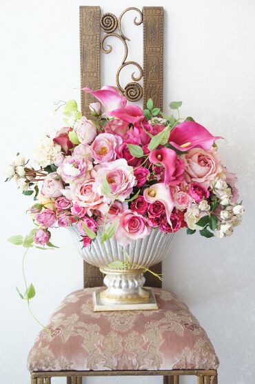 ピンクローズ バラエティコメットベース（花器変更）【フレグランスオプションあり】 造花 アートフラワー Akanbi