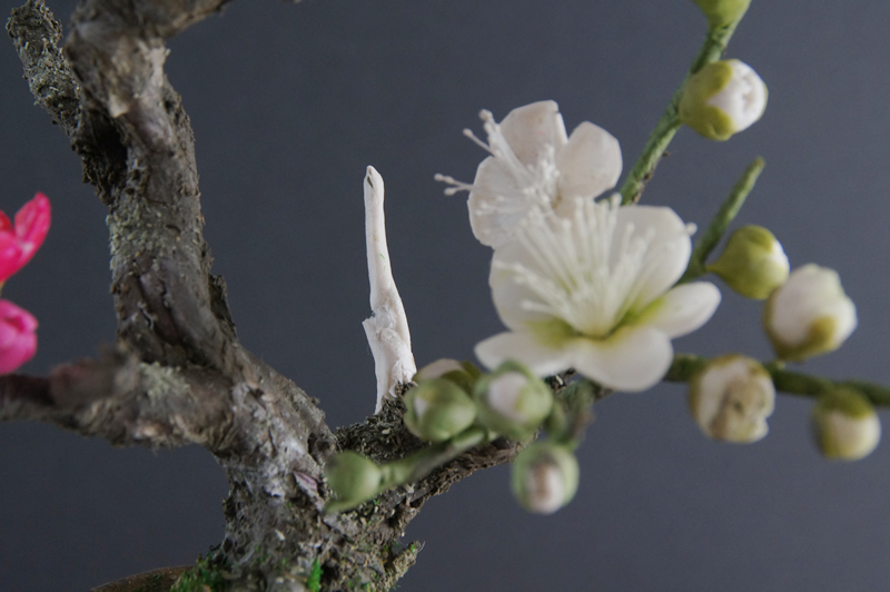 海外へ届ける美しい紅梅のアート盆栽（手作り／bonsai）
