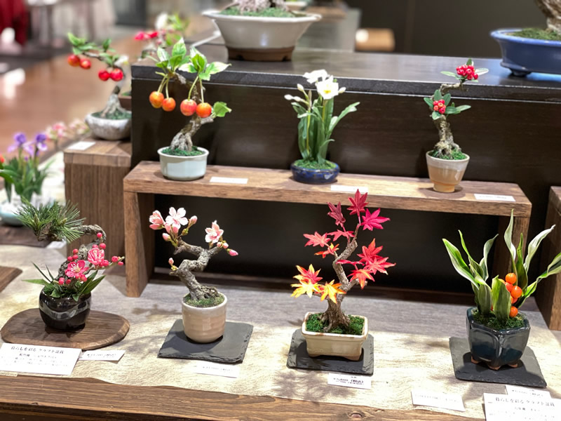 海外へ届ける美しい紅梅のアート盆栽（手作り／bonsai）