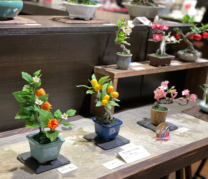 海外へ届ける美しい紅梅のアート盆栽（手作り／bonsai）