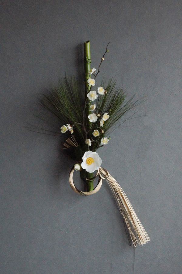 白梅×白椿 お正月飾り 造花 アートフラワー Akanbi