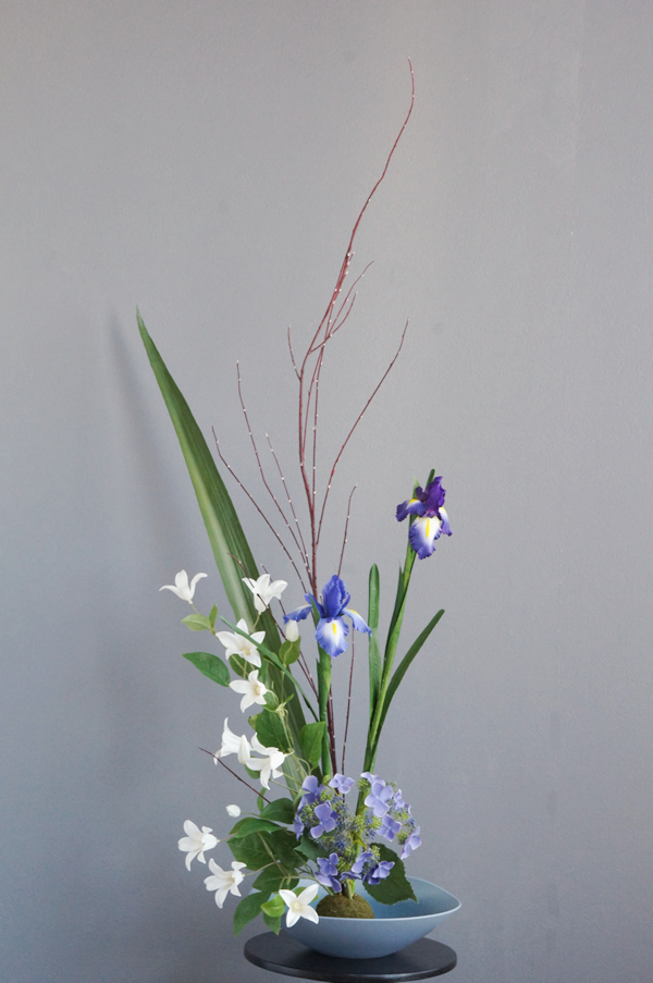 菖蒲×クレマチス 和風スタイル 造花 アートフラワー Akanbi