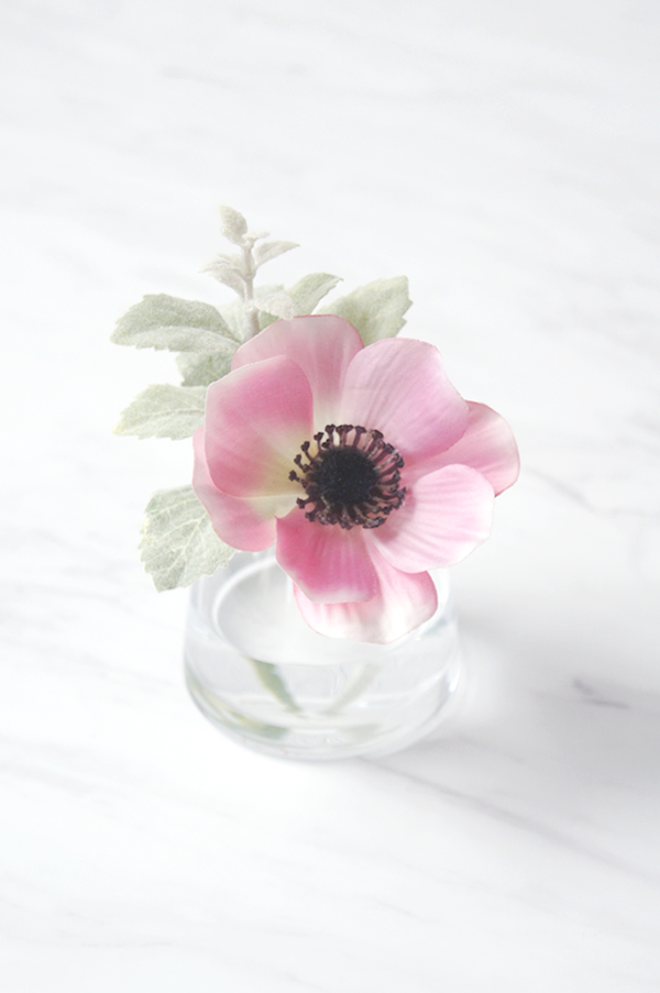 ピンクアネモネ×ミント プチフルールベース【ギフトバッグ対応可】 造花 アートフラワー Akanbi
