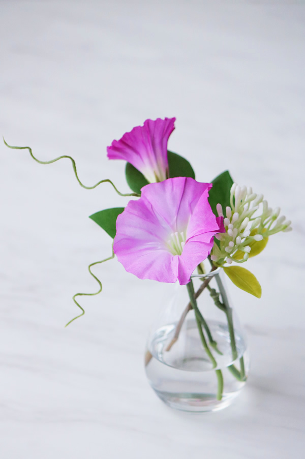 ピンク朝顔 プチドロップベース【ギフトバッグ対応可】 造花 アートフラワー Akanbi