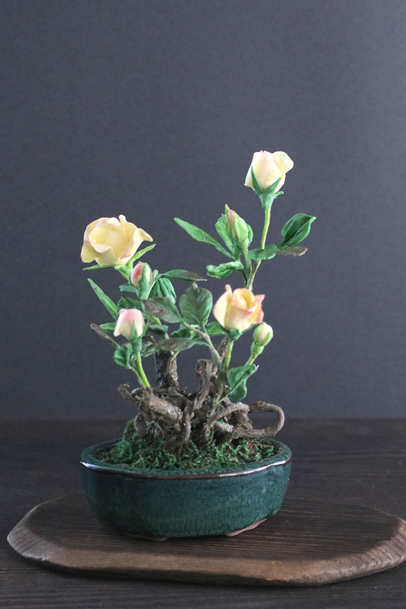盆栽 ミニ薔薇 #137【ギフトバッグ対応可】 造花 アートフラワー Akanbi