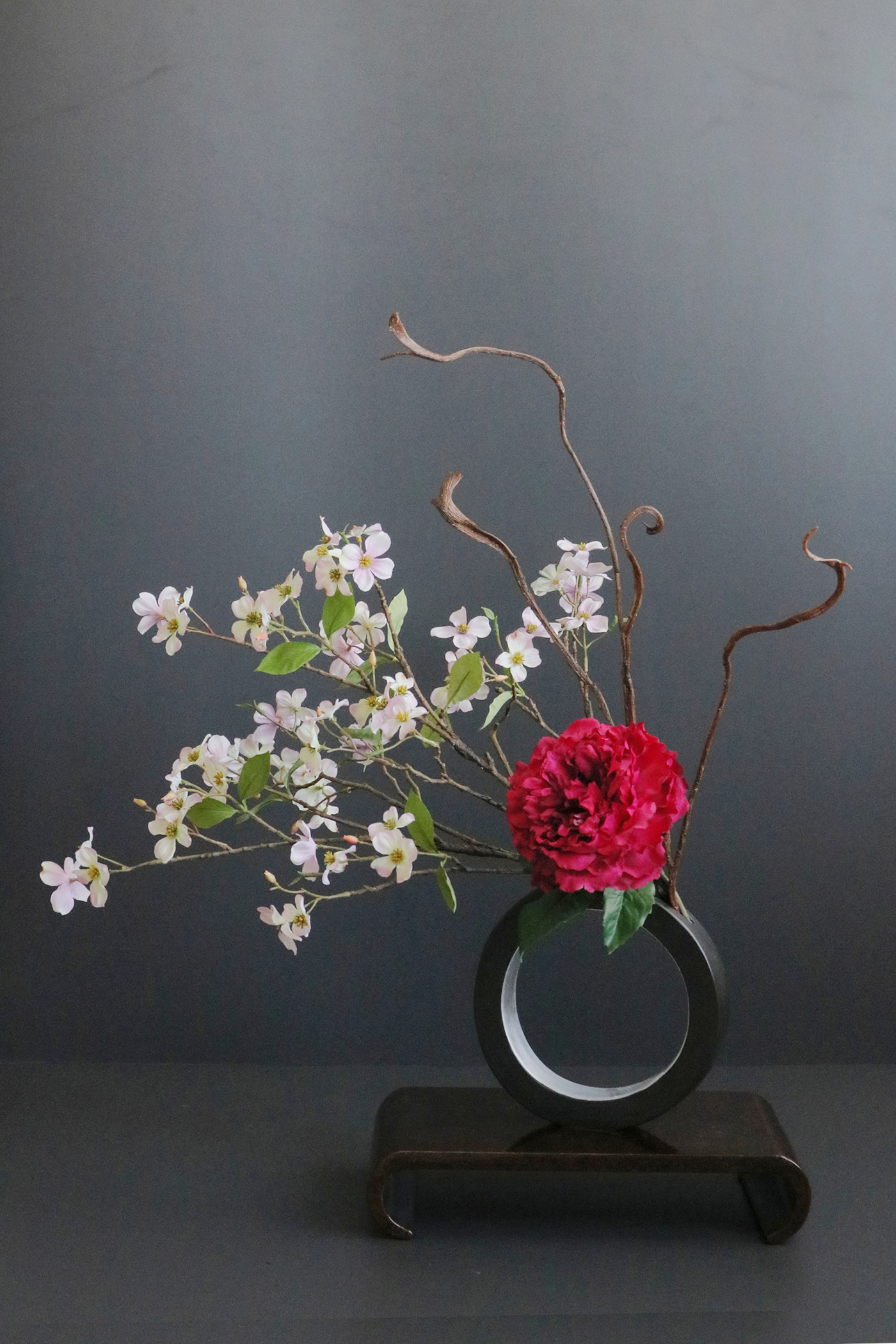 ワインレッド芍薬 和風スタイル 造花 アートフラワー Akanbi